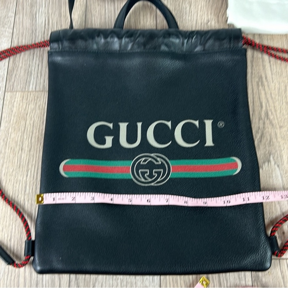 A 271 - % Authentic Gucci Logo Print Drawstring B… - image 2